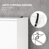 Bathroom Cabinet, Freestanding Linen Cabinet with Open Shelves and Cupboards, 23.6"x13.2"x72", White