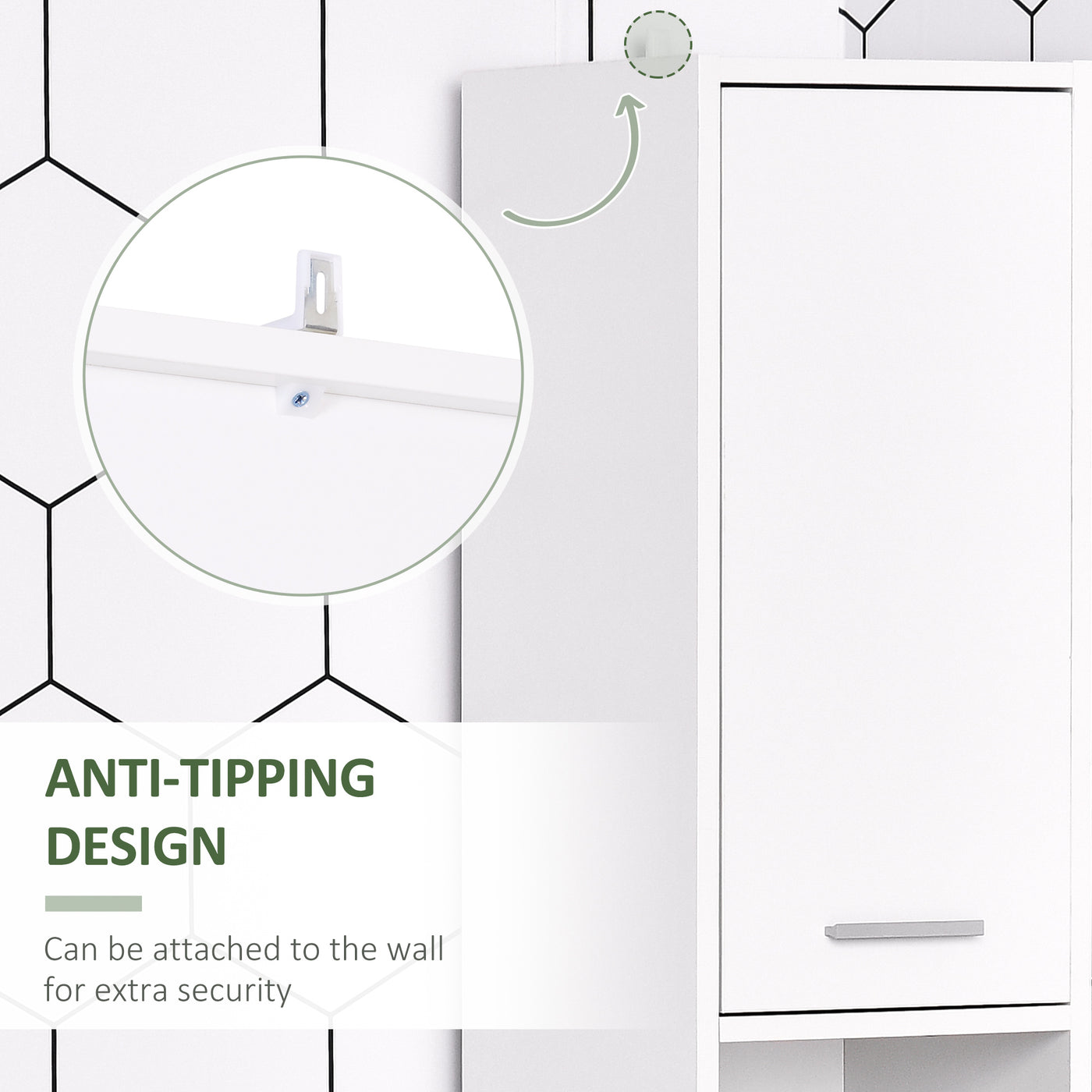 Tall Bathroom Vanities, Narrow Bathroom Cabinets with 2 Doors, Open Compartment and Adjustable Shelves, White