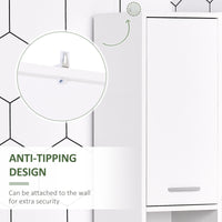 Tall Bathroom Vanities, Narrow Bathroom Cabinets with 2 Doors, Open Compartment and Adjustable Shelves, White