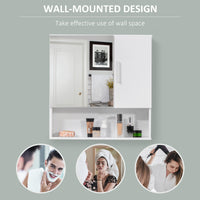 Bathroom Mirror Cabinet, Wall Mounted Medicine Cabinet with Double Doors and Adjustable Shelf, White