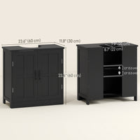 edestal Under Sink Cabinet, Bathroom Vanity Cabinet Storage with Double Doors and Adjustable Shelf, Black