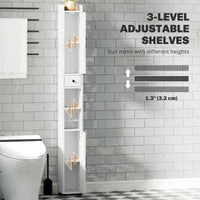 Narrow Bathroom Cabinet, Tall Bathroom Storage Cabinet with Barn Doors, Drawer and Adjustable Shelves, White Wood Grain