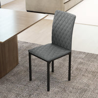 Set of 4 Modern Dining Chairs, Tufted High Back Side Chairs with Upholstered Seat, Steel Legs for Living Room, Kitchen