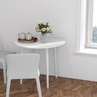 Folding Dining Table, Round Drop Leaf Kitchen Table for Small Spaces with Wood Legs, Distressed White