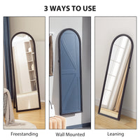 64" x 21" Full Length Mirror, Free Standing, Leaning or Wall, Arched Full Body Mirror, Brown Wood Grain