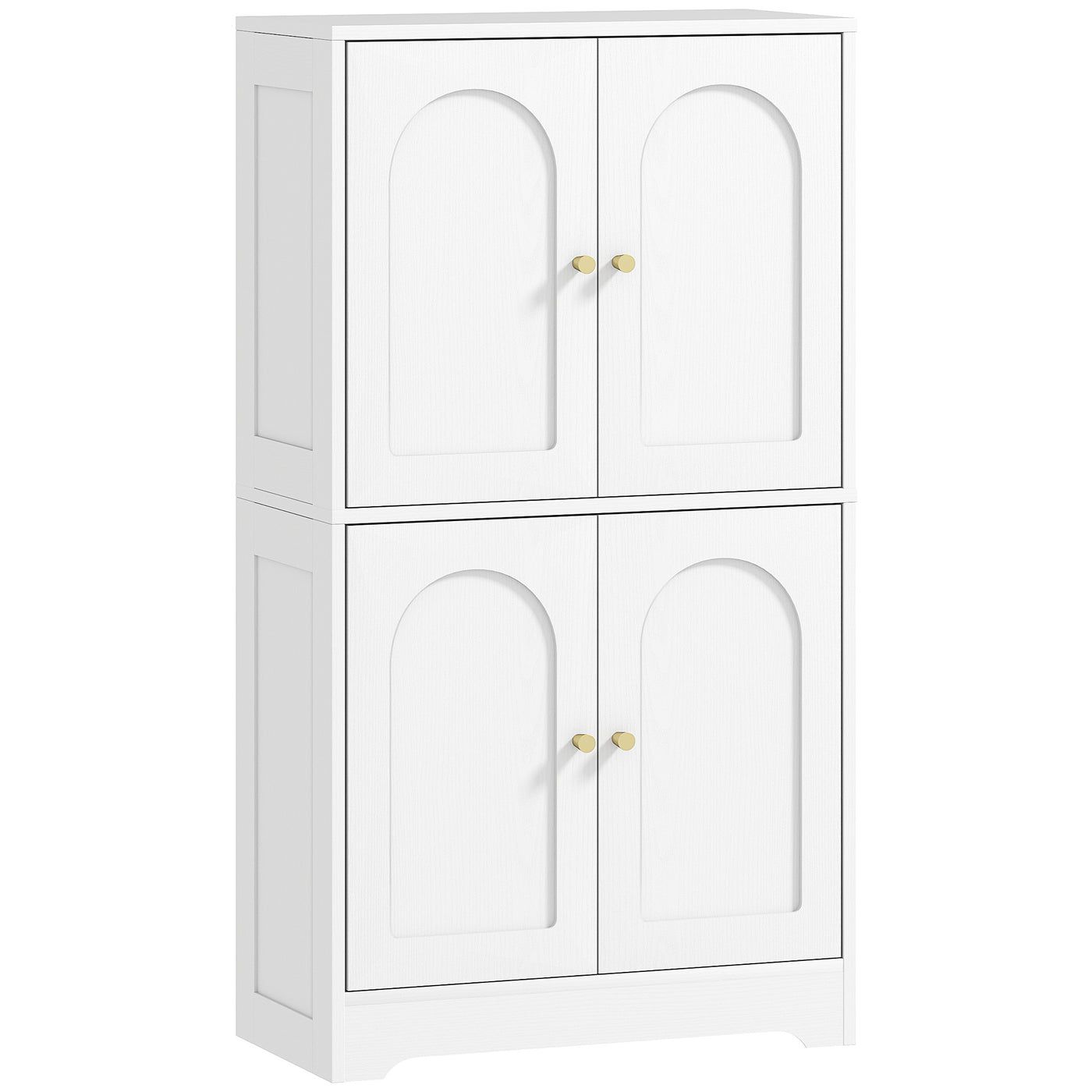 43" Kitchen Pantry Cabinet, Freestanding Modern Storage Cabinet with 4 Arched Doors and 2 Adjustable Shelves, White