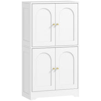 43" Kitchen Pantry Cabinet, Freestanding Modern Storage Cabinet with 4 Arched Doors and 2 Adjustable Shelves, White