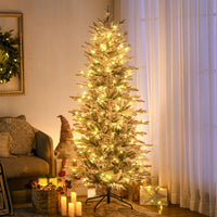 6' Pre Lit Arctic Fir Artificial Flocked Christmas Trees, with Snow Branches, Warm White UL Listed Clear Lights