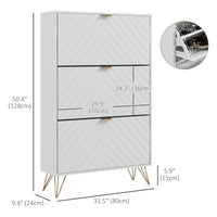 Modern Shoe Storage Cabinet with 3 Flip Drawers for 18 Pairs, Narrow Shoe Organizer for Entryway, Hallway, White