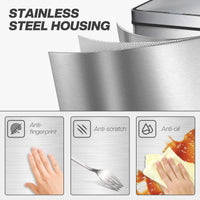 15.9 Gallon Sensor Can, Automatic Garbage Can with Soft-Close Lid, Fingerprint-Proof Stainless Steel, Silver