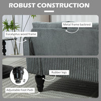 Vintage Loveseat, Upholstered Love Seat Furniture, Fabric 2 Seater Sofa with Rolled Arms, Rubber Wood Legs, Grey