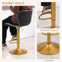 Counter Height Bar Stools Set of 2, Adjustable Height Bar Chairs with Swivel Seat, PU Leather Upholstery