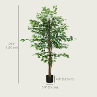 5ft Artificial Tree Ficus, Indoor Fake Plant with Pot, for Home Decor