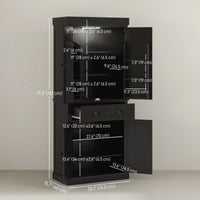71" Kitchen Pantry Cabinet with LED Lights, 6 Spice Racks, a Drawer and 4 Adjustable Shelves, Black