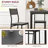 Dining Table Set for 2, 3 Piece Kitchen Table and Chairs with Metal Legs for Small Spaces, Grey Wood Effect