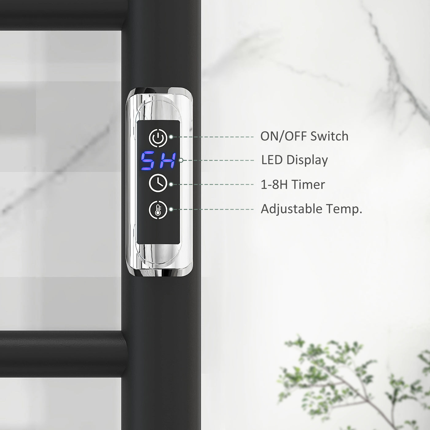 Wall Mounted Heated Towel Rack 10-Bar Electric Towel Warmer with Timer Adjustable Temperature Plug-in