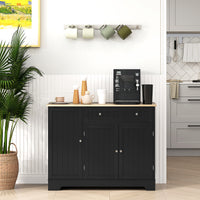 Modern Sideboard Cabinet, 41" Kitchen Buffet Cabinet with Drawer, Adjustable Shelf, 3 Doors for Dining Room, Black