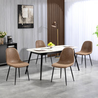 Retro Dining Table Chairs Set of 4, PU Leather Upholstered Kitchen Table Chairs for Living Room, Bedroom