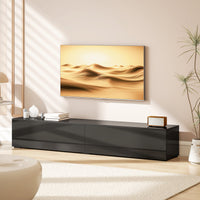 Floating TV Stand for TVs up to 75 Inch, 70.9" TV Cabinet, Entertainment Center with 2 Flip Doors, High Gloss Black