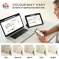 Corner Sofa with Changeable Chaise, Corduroy L-Shaped Sectional Sofa with Pocket Spring, 2 Pillows, Cream White