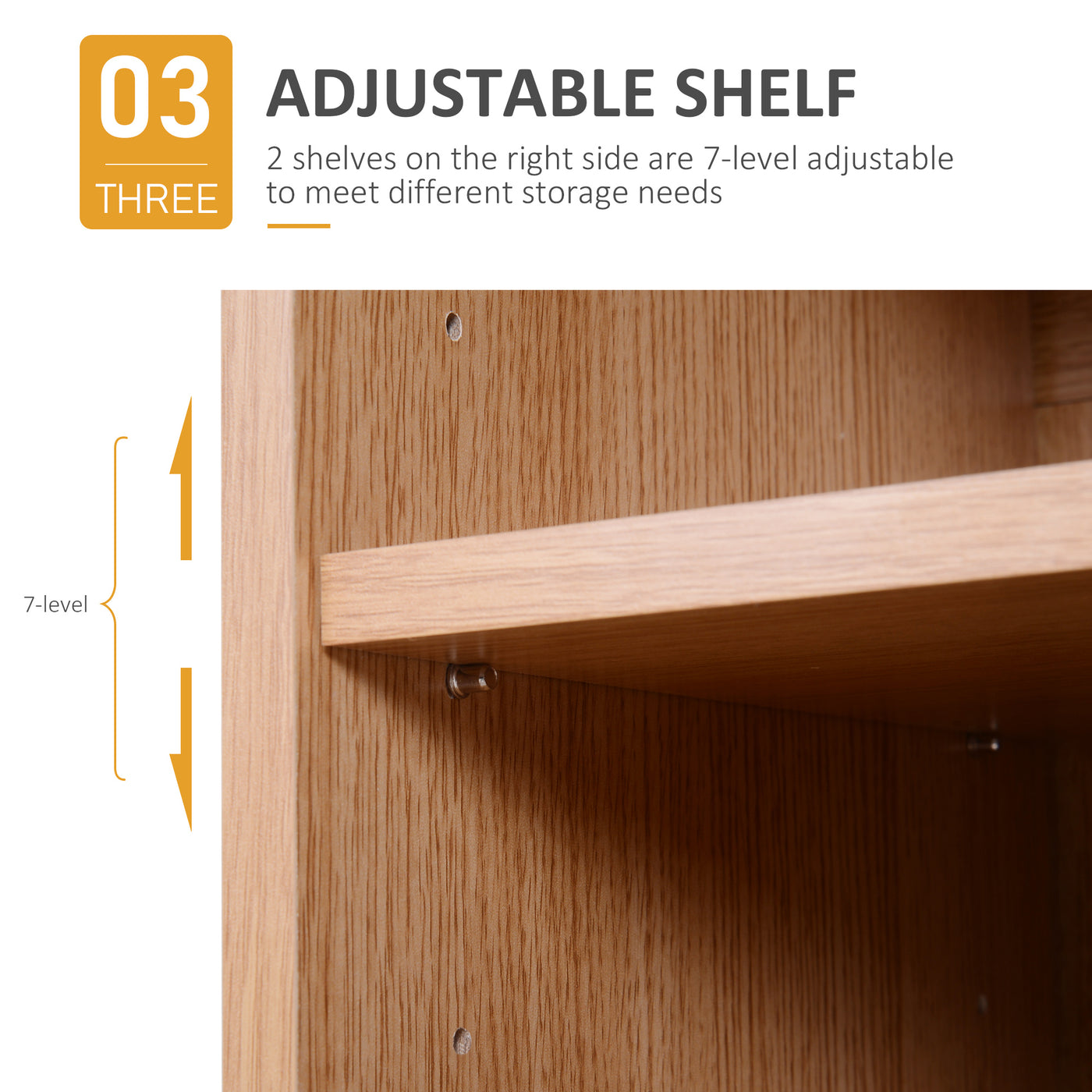 35.5" Shoe Cabinet, 3-Tier Free Standing Shoe Storage Cabinet with Adjustable Shelves and 5 Open Cubes for Entryway, Hallway, Living Room, Natural