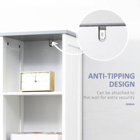 Tall Bathroom Storage Cabinet, Slim Bathroom Cabinet with 3 Tier Shelf, Drawer, Door, Freestanding Linen Tower, White