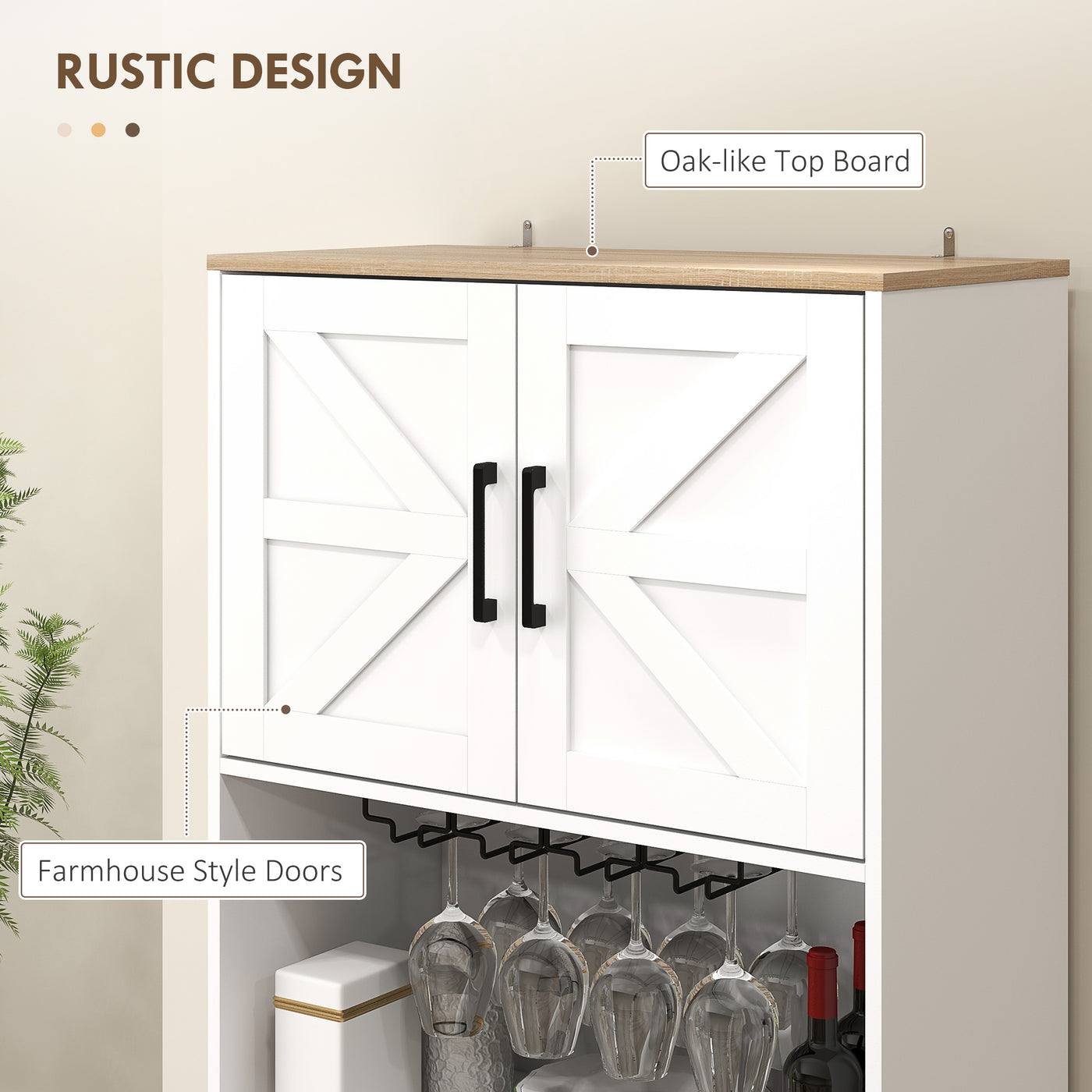 Farmhouse Kitchen Pantry, 68" Freestanding Hutch Storage Cabinet with Microwave Oven Countertop, White