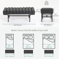 Bedroom Bench PU Leather End of Bed Bench with Cylindrical Seat and Metal Legs for Bedroom Living Room Hallway Black