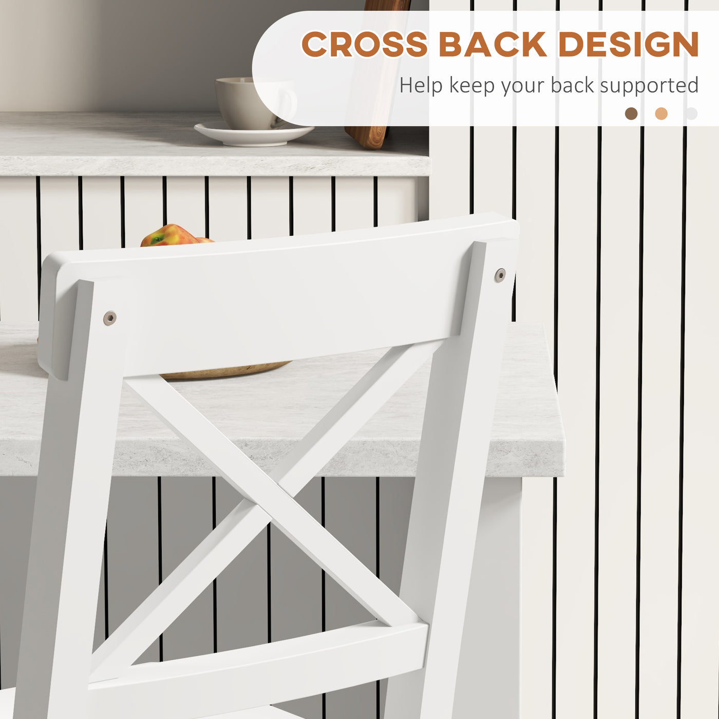 Counter Height Stools Set of 2, Farmhouse Bar Stools with Backs, Solid Wood Counter Stools for Kitchen Island White