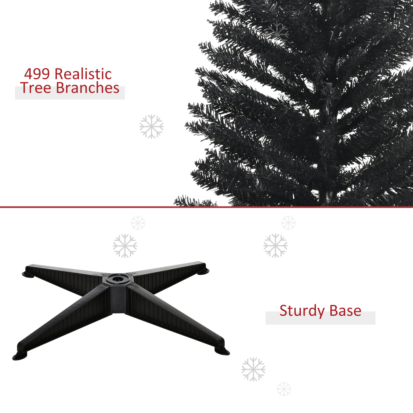 7FT Artificial Christmas Tree, Pencil Christmas Tree with Realistic Branches, Stable Stand, Black