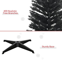 7FT Artificial Christmas Tree, Pencil Christmas Tree with Realistic Branches, Stable Stand, Black
