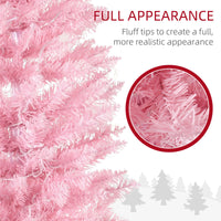 7' Pre Lit Artificial Pencil Christmas Trees, Xmas Tree with Realistic Branches and Warm White LED Lights, Pink