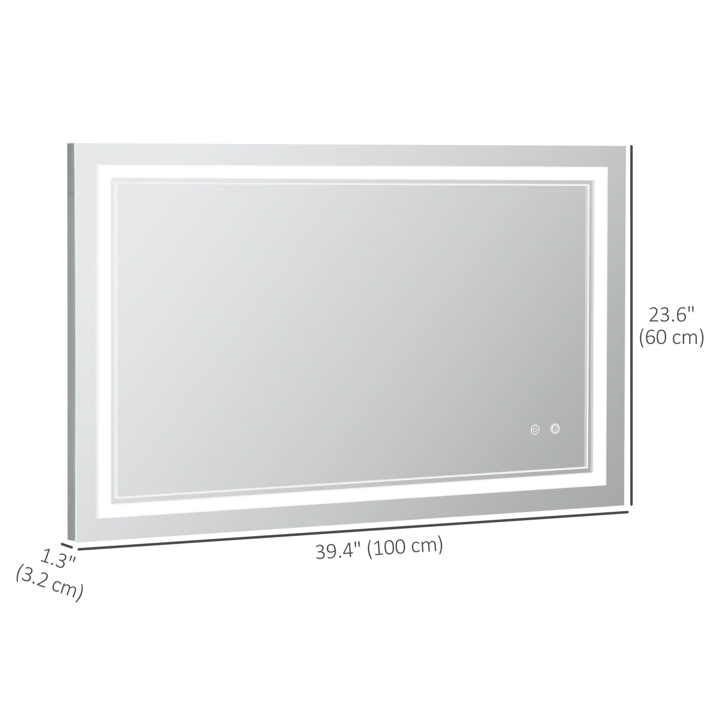 40" x 24" LED Bathroom Mirror, Dimmable Lighted Wall-Mounted Mirror, with 3 Colour, Smart Touch, Plug-in, Vertical or Horizontal Hanging