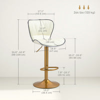 Counter Height Bar Stools Set of 2, Adjustable Height Bar Chairs with Swivel Seat, PU Leather Upholstery