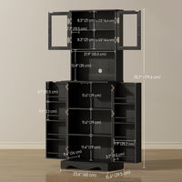 71" Kitchen Pantry Cabinet, Freestanding Kitchen Hutch with 8 Door Shelves, Adjustable Shelf and Acrylic Doors, Black