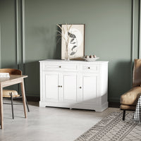 Modern Sideboard Cabinet, Buffet Cabinet with 2 Drawers and Adjustable Shelves, Buffets Tables for Dining Room, White