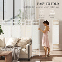 8 Panel Folding Room Divider, Portable Privacy Screen, Wave Fiber Room Partition for Home Office, White