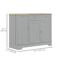 Modern Sideboard Cabinet, 41" Kitchen Buffet Cabinet with Drawer, Adjustable Shelf, 3 Doors for Dining Room, Grey
