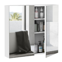 Wall Mounted Mirror Cabinet, Bathroom Medicine Cabinet with Mirror, 2 Doors and 3-tier Shelving, White