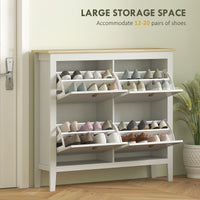 Narrow Shoe Cabinet with 4 Flip Drawers, Adjustable Shelves for Entryway, Holds 12-20 Pairs, White