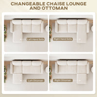 Sectional Sofa, L Shaped Couch, with Changeable Chaise or Ottoman, Cream White