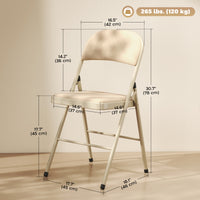 4 Pack Folding Chairs with Padded Seats, Velvet Portable Party Chairs with Steel Frame, Beige