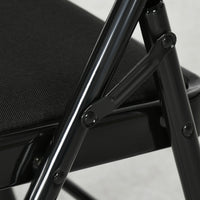 Set of 6 Metal Foldable Chairs, Faux Linen Padded Folding Chairs with Cushion Seat and Open Back for Indoor, Black
