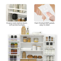 Freestanding Pantry Cabinet 41 Inch Kitchen Pantry with Spice Racks and Adjustable Shelves for Home Use, White