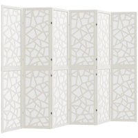 6 Panel Room Divider, 5.6 FT Lightweight Folding Privacy Screen with Geometric Pattern for Living Room, Bedroom, White