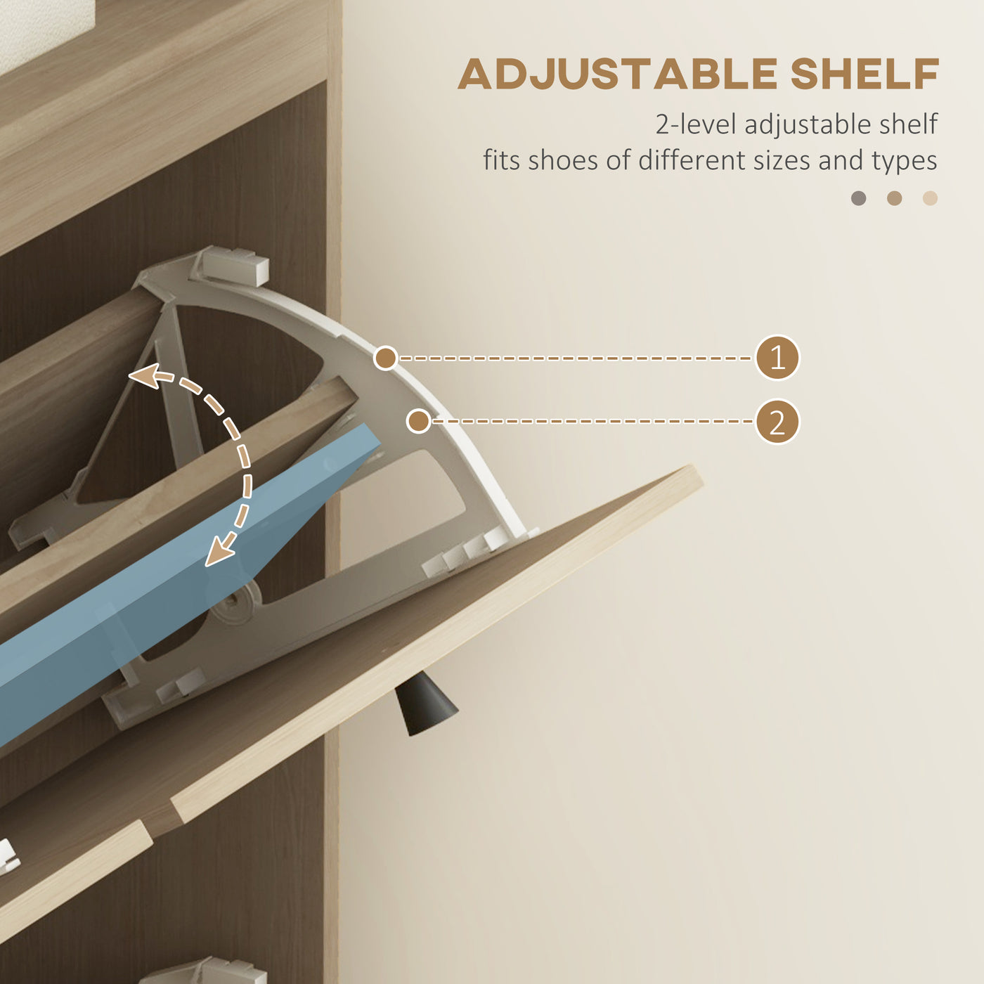 Shoe Cabinet for entryway, Shoe Storage Cabinet with 4 Flip Drawers and Adjustable Shelves for 20 Pairs of Shoes, Oak