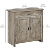 Farmhouse Sideboard Buffet Cabinet, Storage Cabinet with Barn Doors, Ash Grey