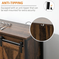 Industrial Sideboard, Buffet Cabinet with Sliding Barn Doors, Storage Cabinets and Adjustable Shelves for Living Room, Kitchen, Home Bar, Rustic Brown