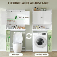 Modern Over the Toilet Storage Cabinet with 2 Doors, Above Commode Storage Cabinet with Toilet Paper Holder, White