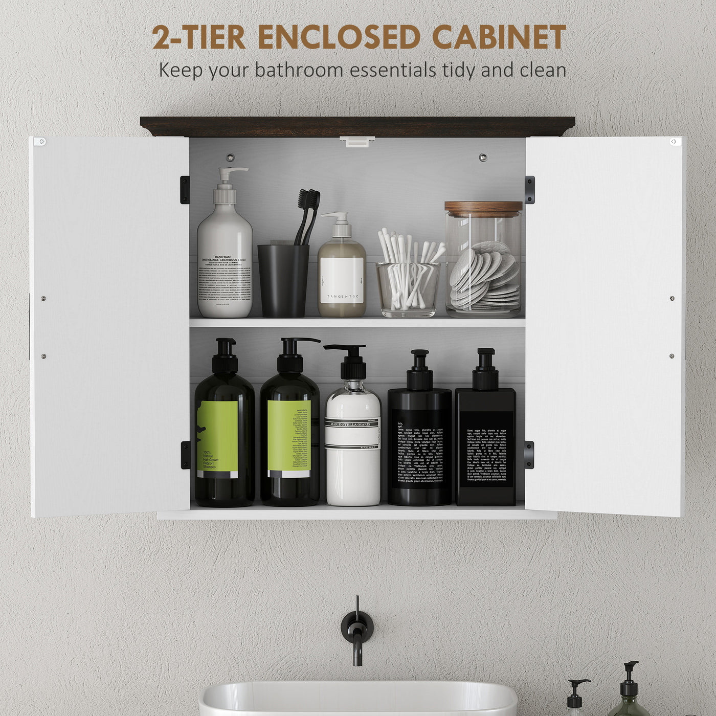 Bathroom Wall Cabinet, Farmhouse Medicine Cabinet Wall Mounted with 2 Doors and Adjustable Shelf, White